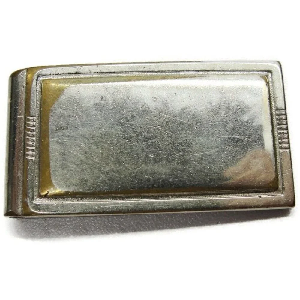 Classic Plain Silver Tone Metal Wear Money Clip Stainless Wallet CC Cash Holder